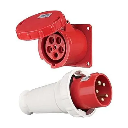 Red industrial plug and socket